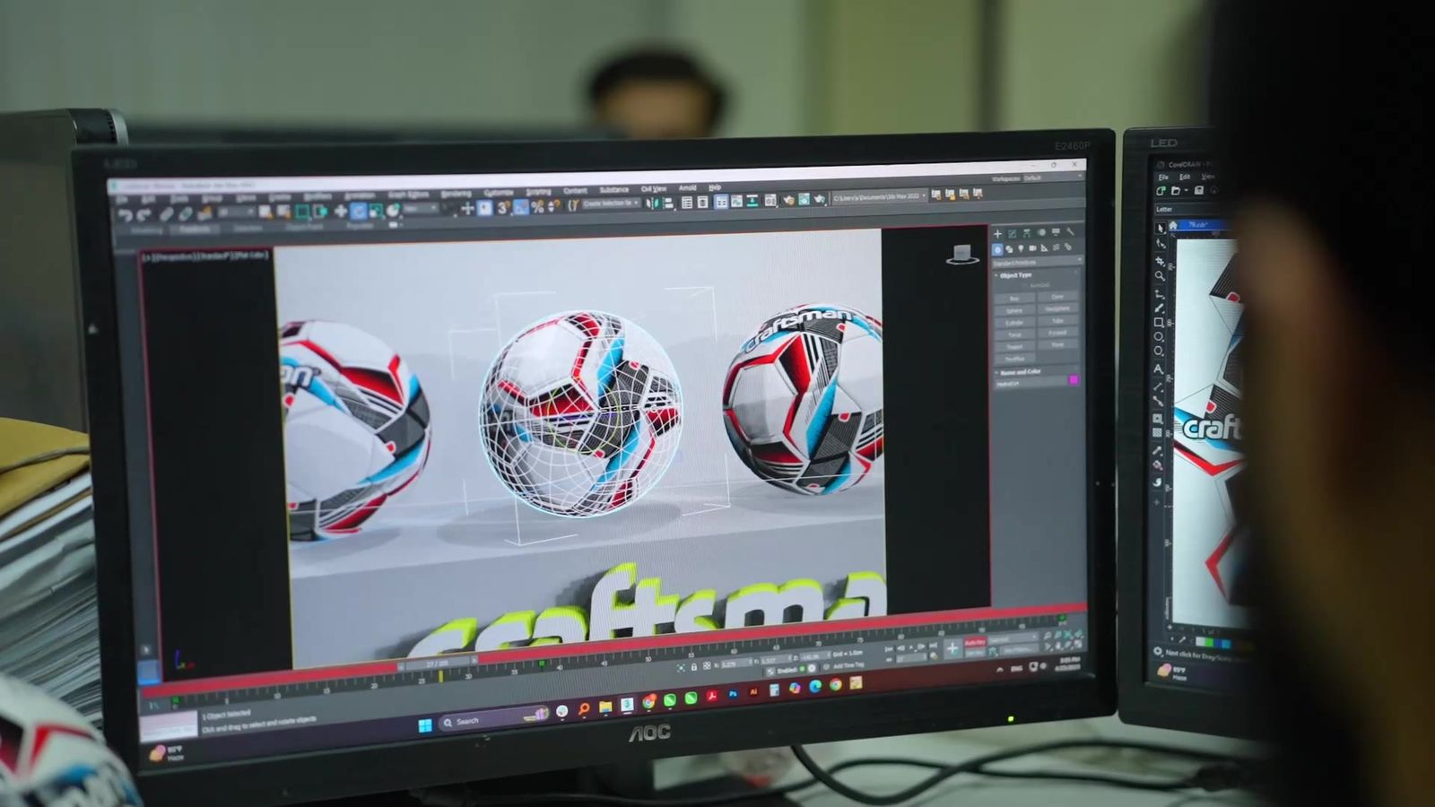 Ball designs being prepared on screen by the design team